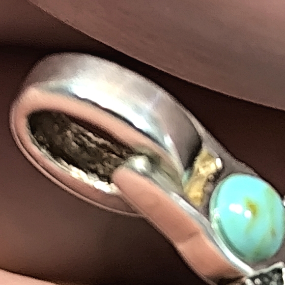 Large Sterling Silver Turquoise Marcasite Pendant - Picture 11 of 13